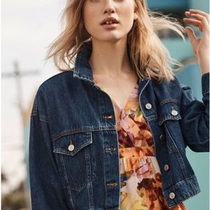 Pilcro Letterpress Cropped Trucker Denim Jacket